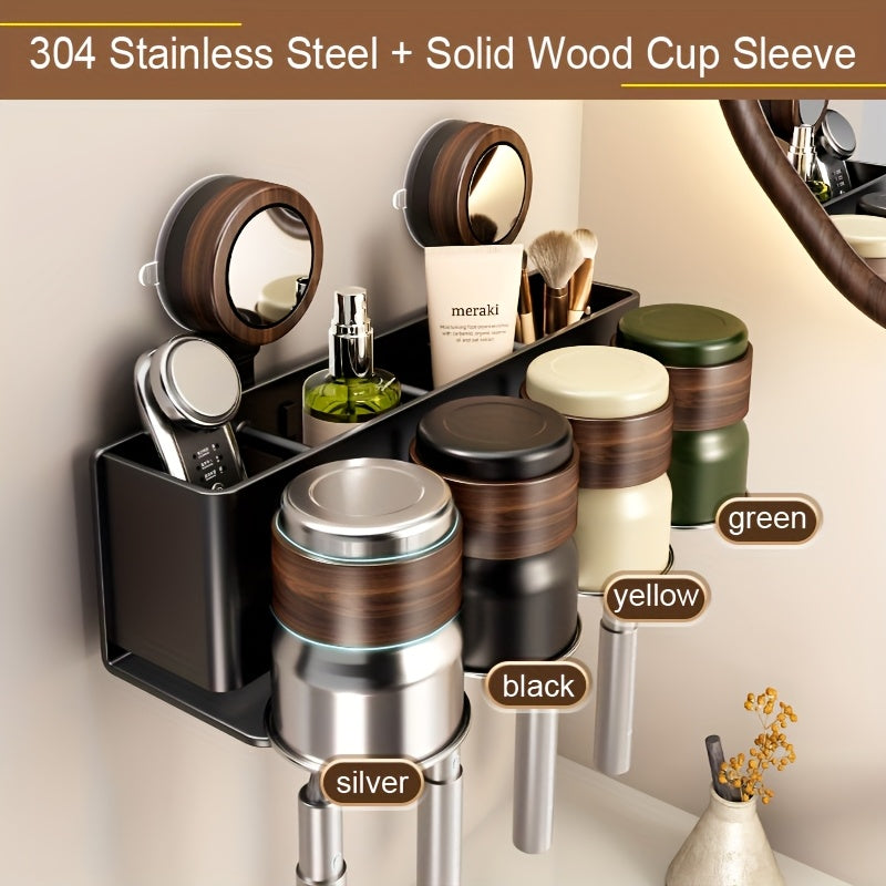 Modern Toothbrush Holder Modern Wall-Mounted Toothbrush Holder | Suction Cup\u002FDrill-Free | Bathroom Storage Shelf | Ideal Gift for Christmas Halloween